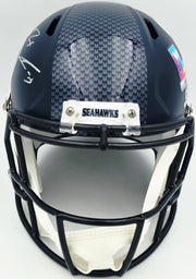 Jaxon Smith-Njigba Autographed Seattle Seahawks Blue Super Bowl LX Champions Logo Full Size Speed Replica Helmet Fanatics Holo Stock #262360