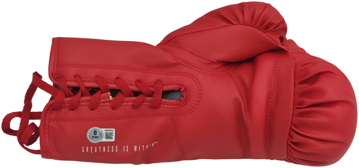 Manny Pacquiao Autographed Red Everlast Vinyl Boxing Glove LH Beckett BAS Witness Stock #262341