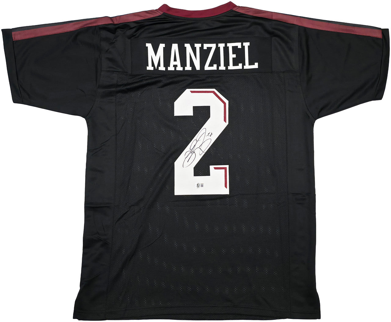 Texas A&M Aggies Johnny Manziel Autographed Black Jersey "12 HT" Beckett BAS Witness Stock #262056