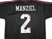 Texas A&M Aggies Johnny Manziel Autographed Black Jersey "12 HT" Beckett BAS Witness Stock #262056