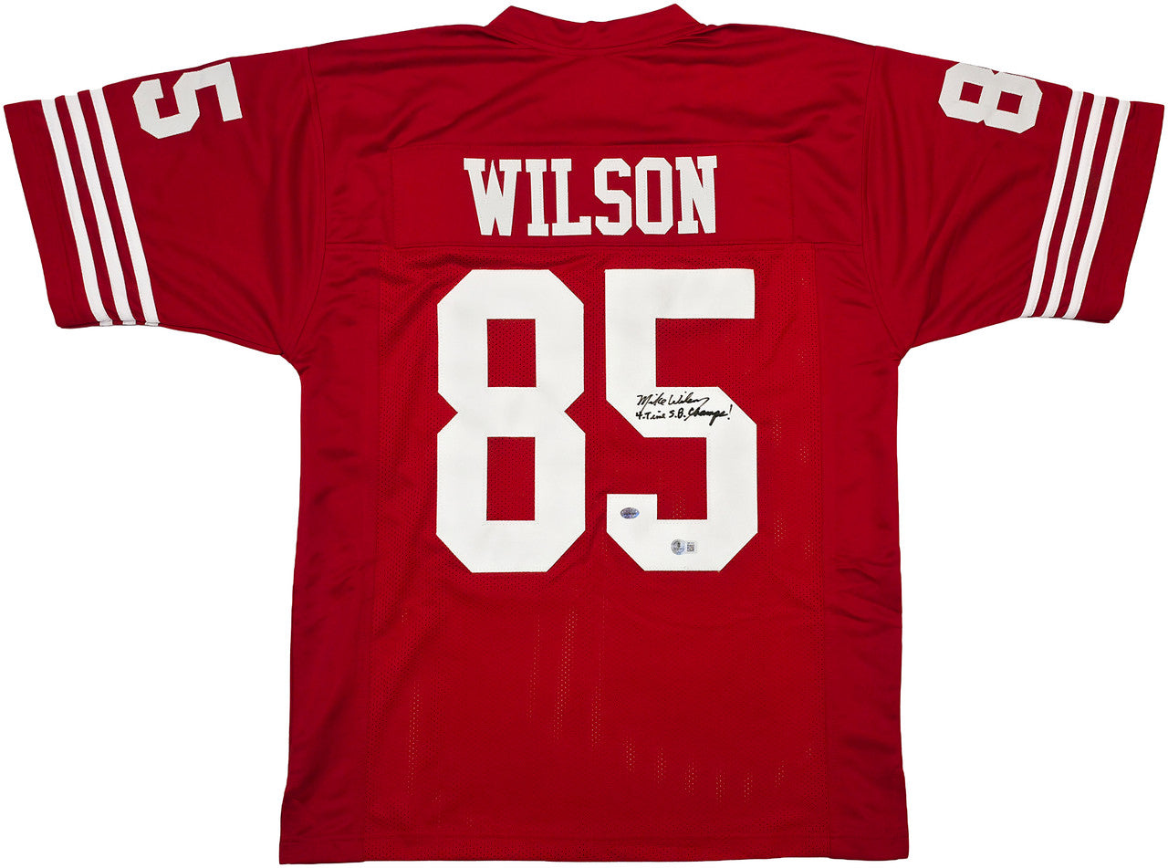 San Francisco 49ers Mike Wilson Autographed Red Jersey "4X SB Champs!" Beckett BAS QR Stock #261847
