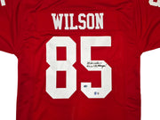 San Francisco 49ers Mike Wilson Autographed Red Jersey "4X SB Champs!" Beckett BAS QR Stock #261847
