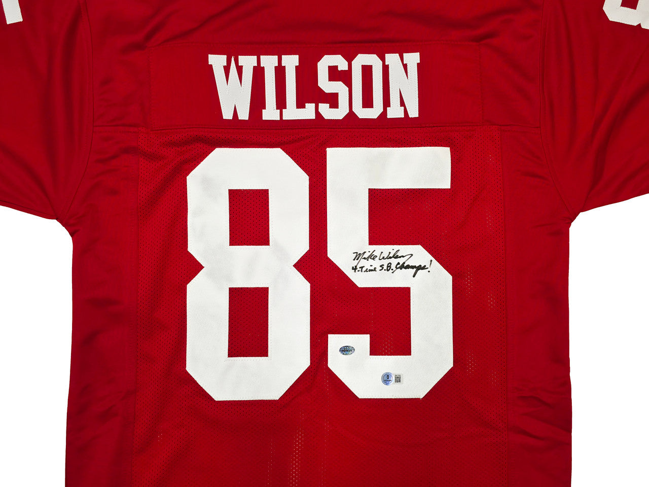 San Francisco 49ers Mike Wilson Autographed Red Jersey "4X SB Champs!" Beckett BAS QR Stock #261847