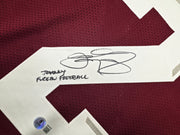 Texas A&M Aggies Johnny Manziel Autographed Maroon Jersey "Johnny F'cking Football" Beckett BAS Witness Stock #262052
