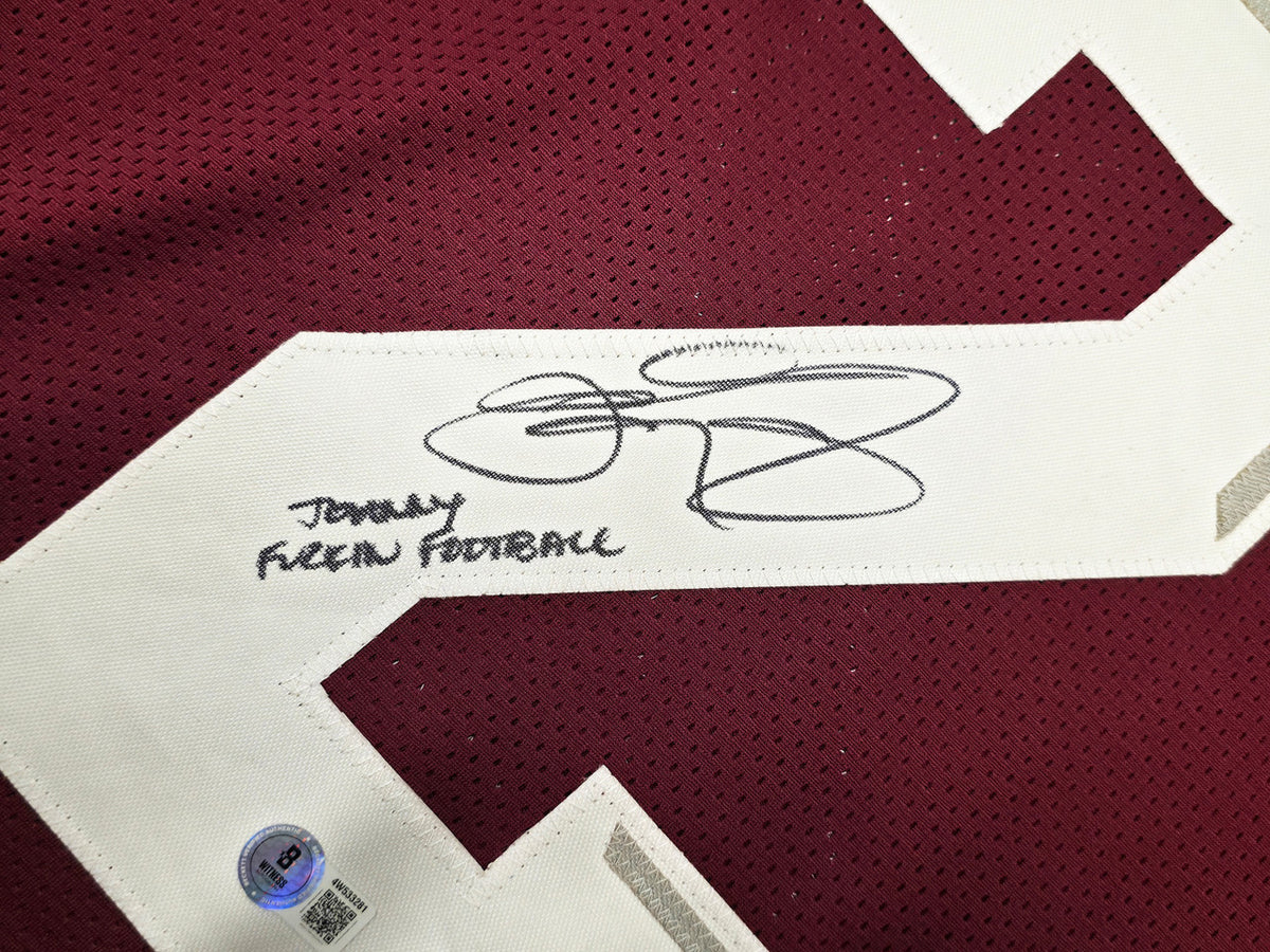Texas A&M Aggies Johnny Manziel Autographed Maroon Jersey "Johnny F'cking Football" Beckett BAS Witness Stock #262052