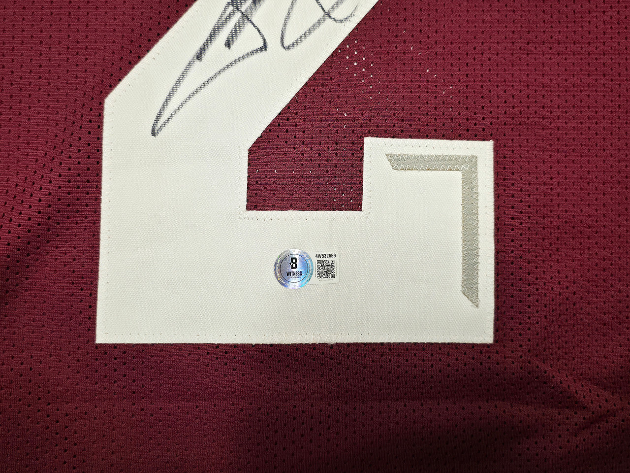 Texas A&M Aggies Johnny Manziel Autographed Maroon Jersey Beckett BAS Witness Stock #262054
