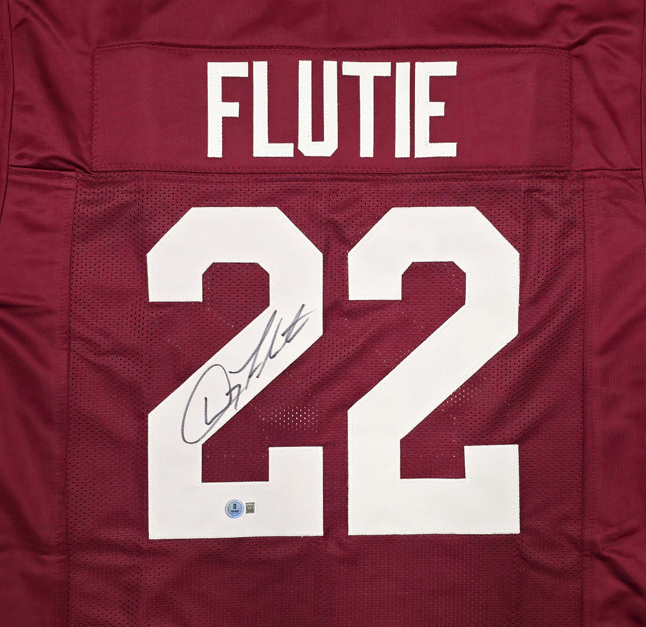 Boston College Eagles Doug Flutie Autographed Red Jersey Beckett BAS Witness Stock #260077