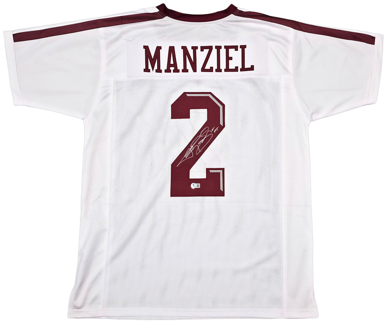 Texas A&M Aggies Johnny Manziel Autographed White Jersey "12 HT" Beckett BAS Witness Stock #262055