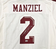 Texas A&M Aggies Johnny Manziel Autographed White Jersey "12 HT" Beckett BAS Witness Stock #262055