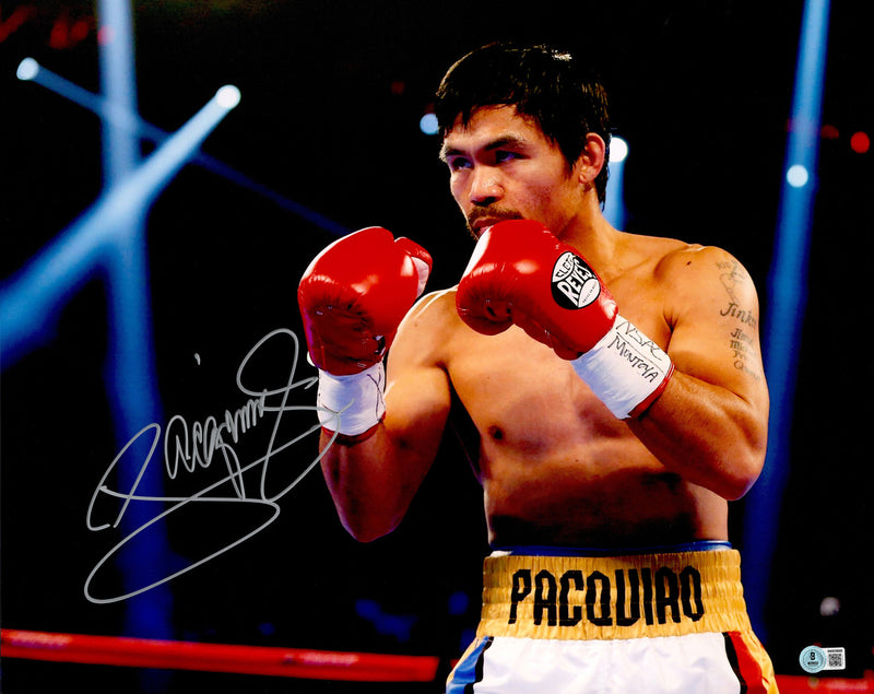 Manny Pacquiao Autographed 16x20 Photo Beckett BAS Witness Stock #262348