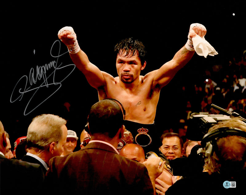 Manny Pacquiao Autographed 16x20 Photo Beckett BAS Witness Stock #262349
