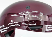 Johnny Manziel Autographed Texas A&M Aggies Maroon Full Size Authentic Hyper Speed Flex Helmet "2012 All American Badass, Money Manziel, 12 HT, Johnny F'ckin Football" Beckett BAS Witness Stock #261978