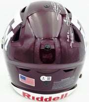 Johnny Manziel Autographed Texas A&M Aggies Maroon Full Size Authentic Hyper Speed Flex Helmet "2012 All American Badass, Money Manziel, 12 HT, Johnny F'ckin Football" Beckett BAS Witness Stock #261978