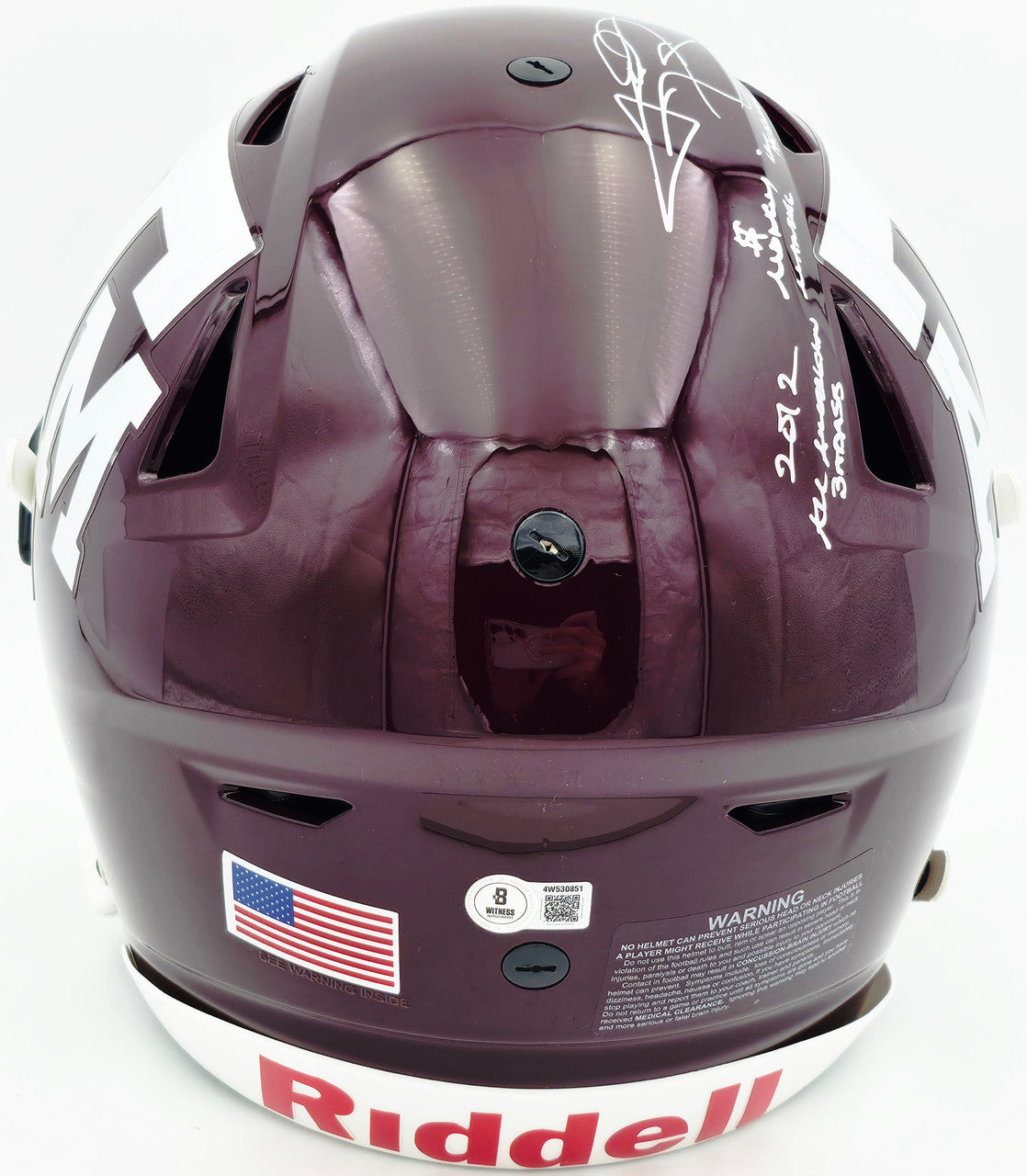 Johnny Manziel Autographed Texas A&M Aggies Maroon Full Size Authentic Hyper Speed Flex Helmet "2012 All American Badass, Money Manziel, 12 HT, Johnny F'ckin Football" Beckett BAS Witness Stock #261978