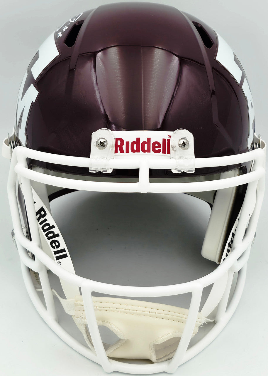 Johnny Manziel Autographed Texas A&M Aggies Maroon 2020 Full Size Speed Replica Helmet "12 HT" Beckett BAS Witness Stock #261979