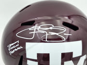 Johnny Manziel Autographed Texas A&M Aggies Maroon 2020 Full Size Speed Replica Helmet "Johnny F'cking Football" Beckett BAS Witness Stock #261980