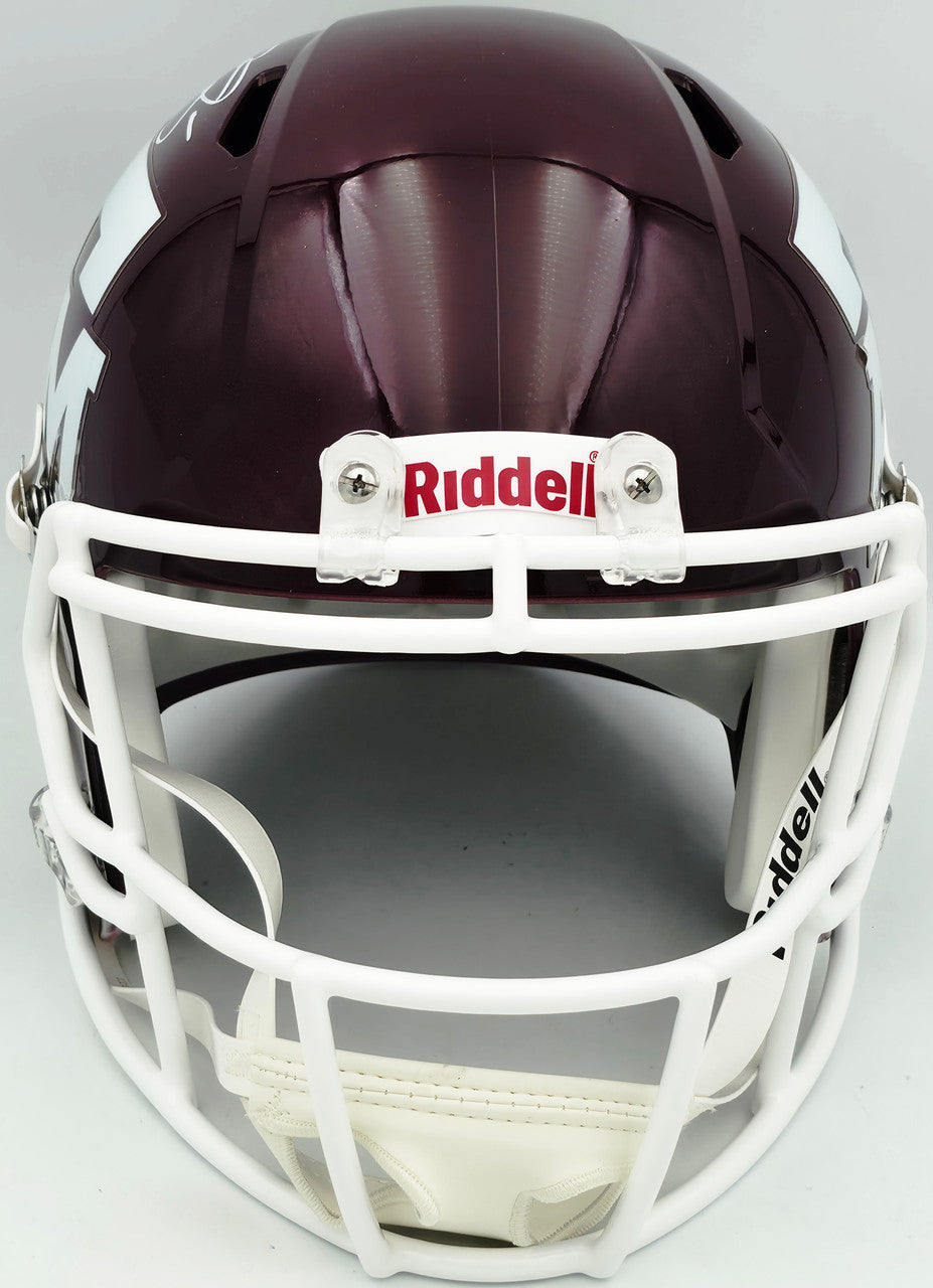 Johnny Manziel Autographed Texas A&M Aggies Maroon 2020 Full Size Speed Replica Helmet "Johnny F'cking Football" Beckett BAS Witness Stock #261980
