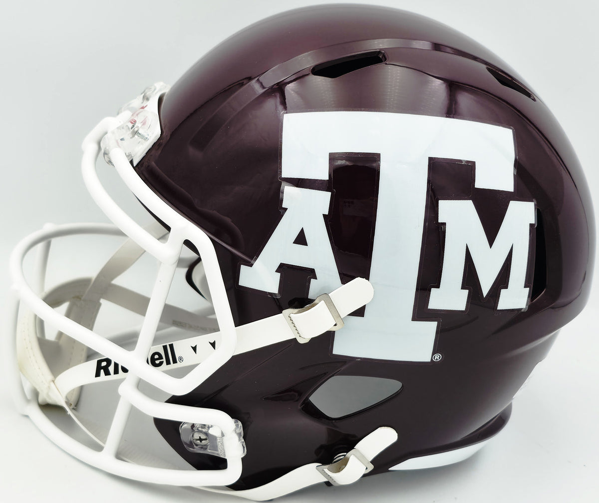 Johnny Manziel Autographed Texas A&M Aggies Maroon 2020 Full Size Speed Replica Helmet "Johnny F'cking Football" Beckett BAS Witness Stock #261980