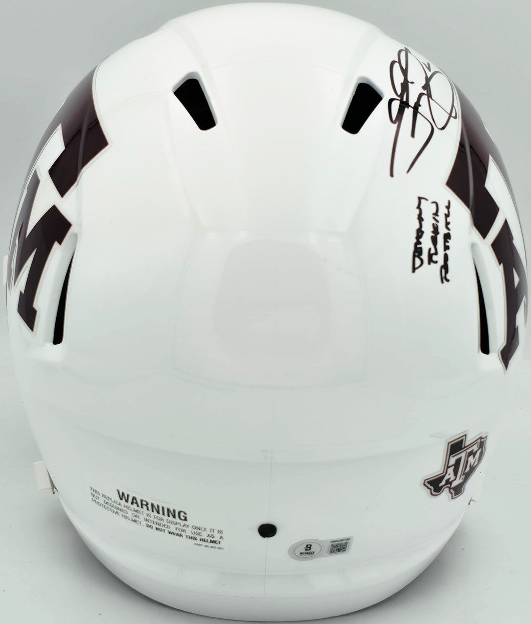 Johnny Manziel Autographed Texas A&M Aggies White Full Size Speed Replica Helmet "Johnny F'cking Football" Beckett BAS Witness Stock #261981