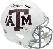Johnny Manziel Autographed Texas A&M Aggies White Full Size Speed Replica Helmet "12 HT" Beckett BAS Witness Stock #261982