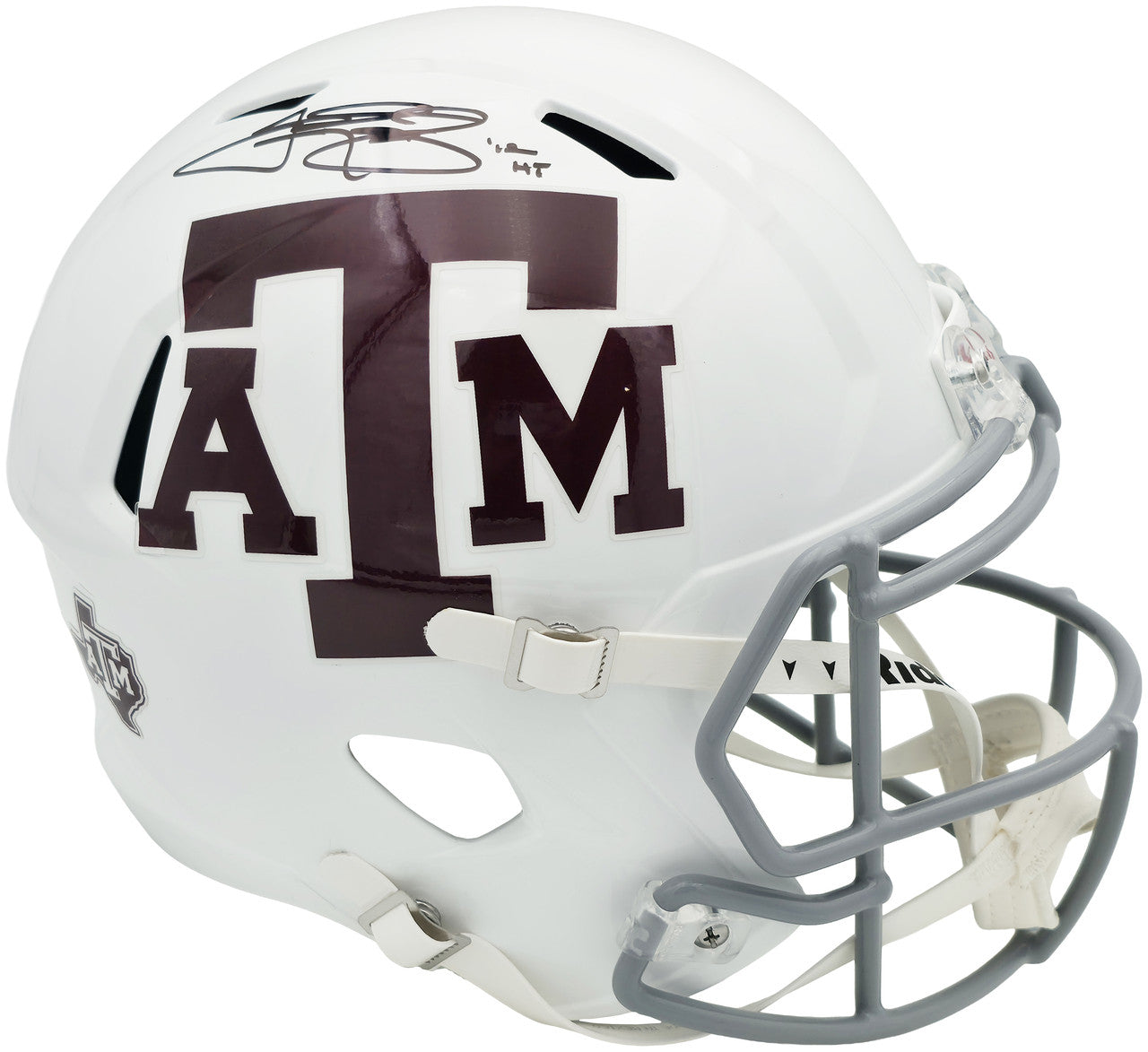 Johnny Manziel Autographed Texas A&M Aggies White Full Size Speed Replica Helmet "12 HT" Beckett BAS Witness Stock #261982