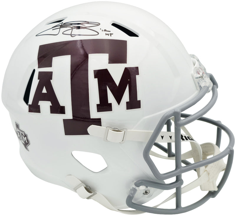 Johnny Manziel Autographed Texas A&M Aggies White Full Size Speed Replica Helmet "12 HT" Beckett BAS Witness Stock #261982