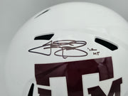 Johnny Manziel Autographed Texas A&M Aggies White Full Size Speed Replica Helmet "12 HT" Beckett BAS Witness Stock #261982