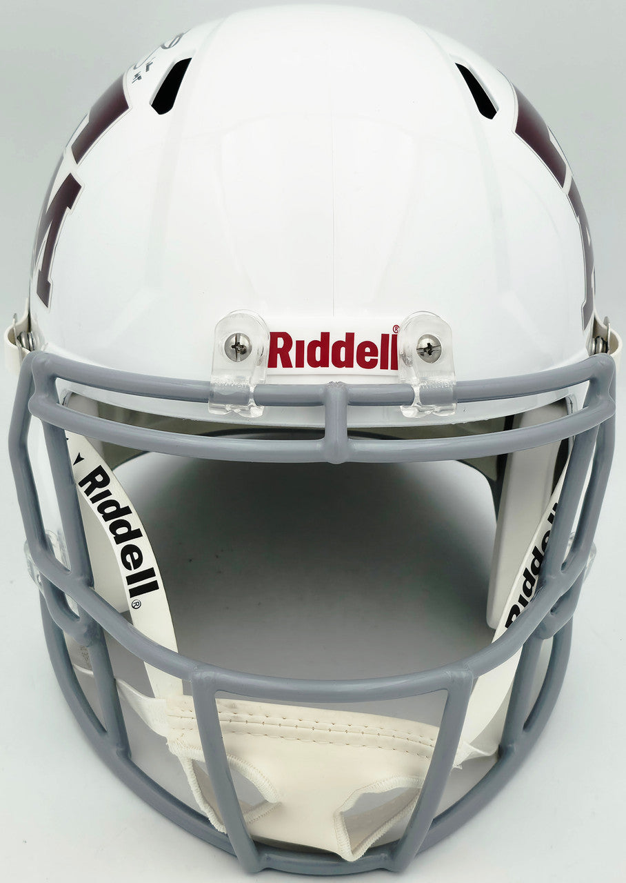 Johnny Manziel Autographed Texas A&M Aggies White Full Size Speed Replica Helmet "12 HT" Beckett BAS Witness Stock #261982