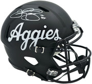 Johnny Manziel Autographed Texas A&M Aggies Black Full Size Script Logo Speed Replica Helmet "12 HT" Beckett BAS Witness Stock #261983