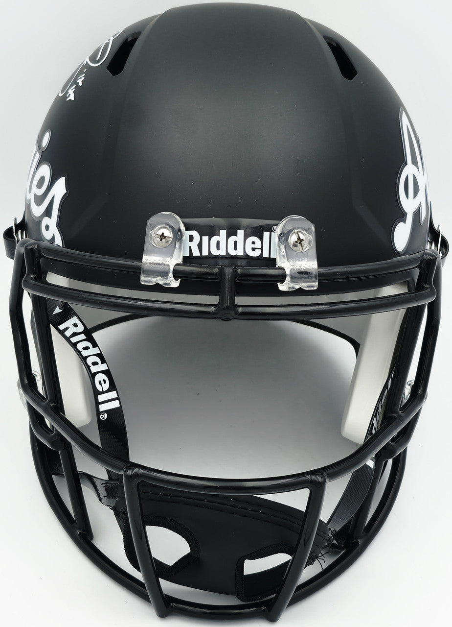 Johnny Manziel Autographed Texas A&M Aggies Black Full Size Script Logo Speed Replica Helmet "12 HT" Beckett BAS Witness Stock #261983