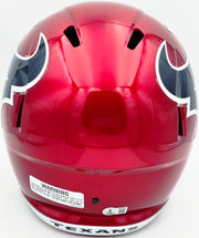 Andre Johnson Autographed Houston Texans Red 2022 Alternate Full Size Speed Replica Helmet Beckett BAS Witness Stock #262069