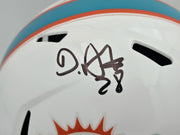 De'Von Achane Autographed Miami Dolphins White Full Size Speed Replica Helmet Beckett BAS Witness Stock #262074