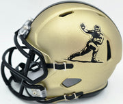 Johnny Manziel Autographed Texas A&M Aggies Gold Heisman Logo Speed Mini Helmet "12 HT" Beckett BAS Witness Stock #262057