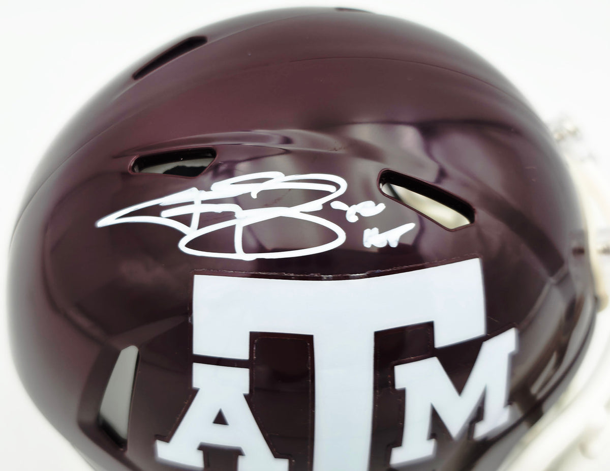 Johnny Manziel Autographed Texas A&M Aggies Maroon Speed Mini Helmet "12 HT" Beckett BAS Witness Stock #262059