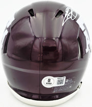 Johnny Manziel Autographed Texas A&M Aggies Maroon Speed Mini Helmet "12 HT" Beckett BAS Witness Stock #262059