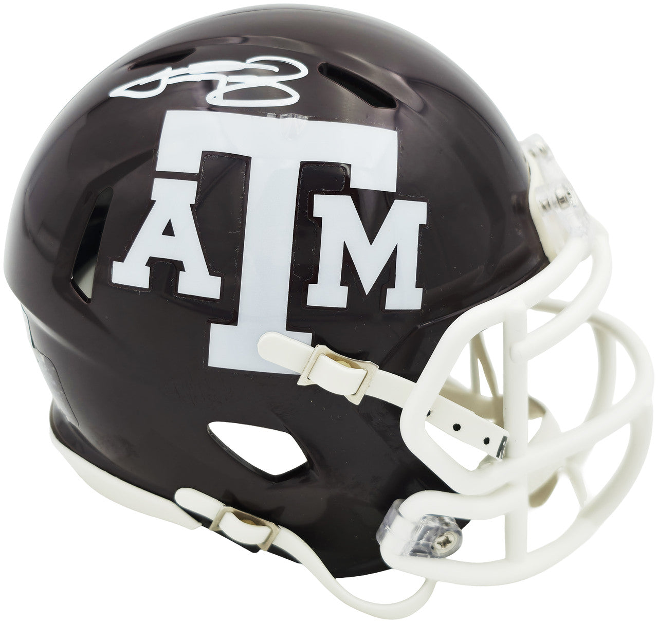 Johnny Manziel Autographed Texas A&M Aggies Maroon Speed Mini Helmet Beckett BAS Witness Stock #262060