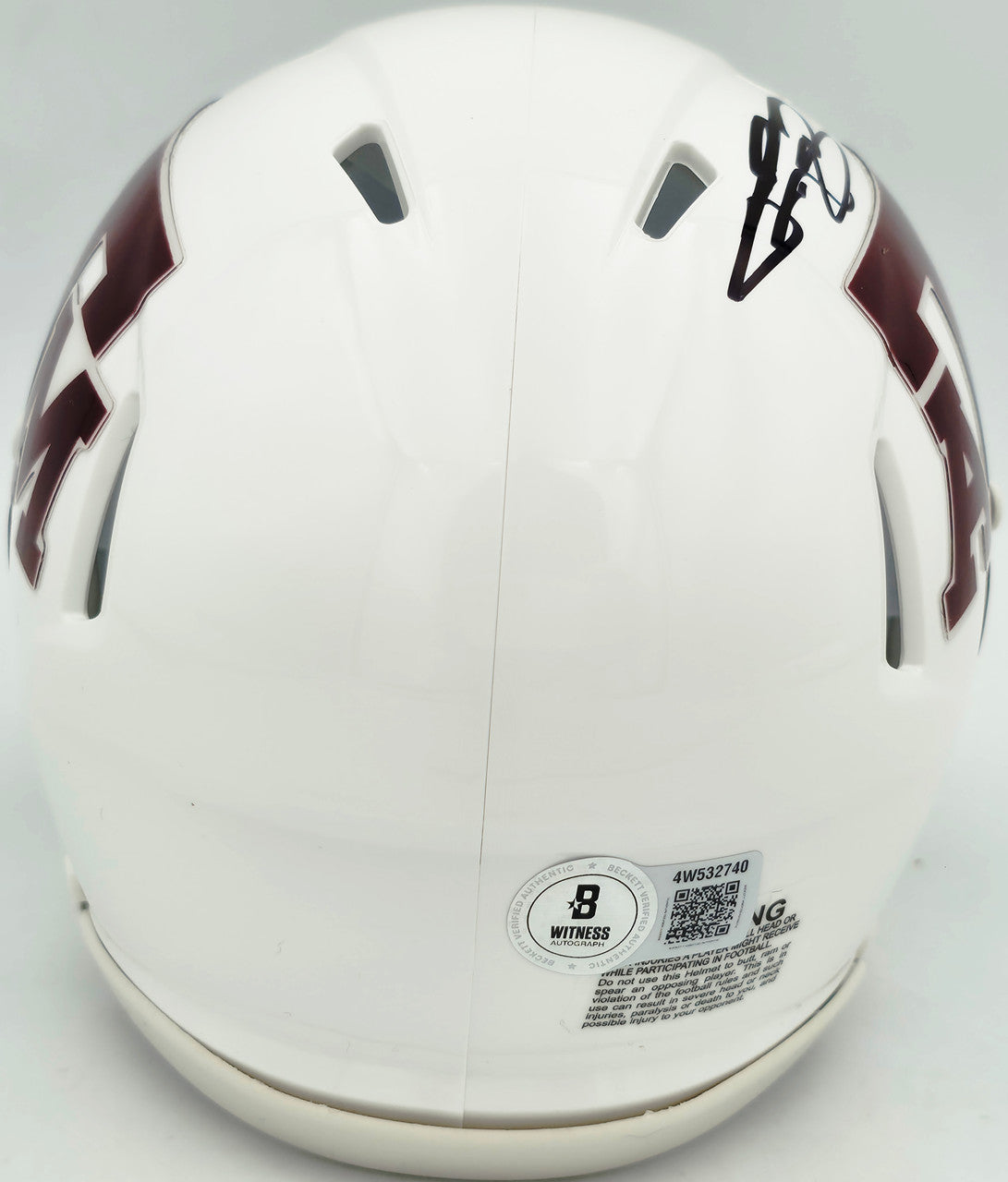 Johnny Manziel Autographed Texas A&M Aggies White Speed Mini Helmet Beckett BAS Witness Stock #262061
