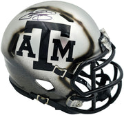 Johnny Manziel Autographed Texas A&M Aggies Silver Ice Speed Mini Helmet Beckett BAS Witness Stock #262062