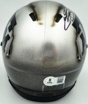 Johnny Manziel Autographed Texas A&M Aggies Silver Ice Speed Mini Helmet Beckett BAS Witness Stock #262062