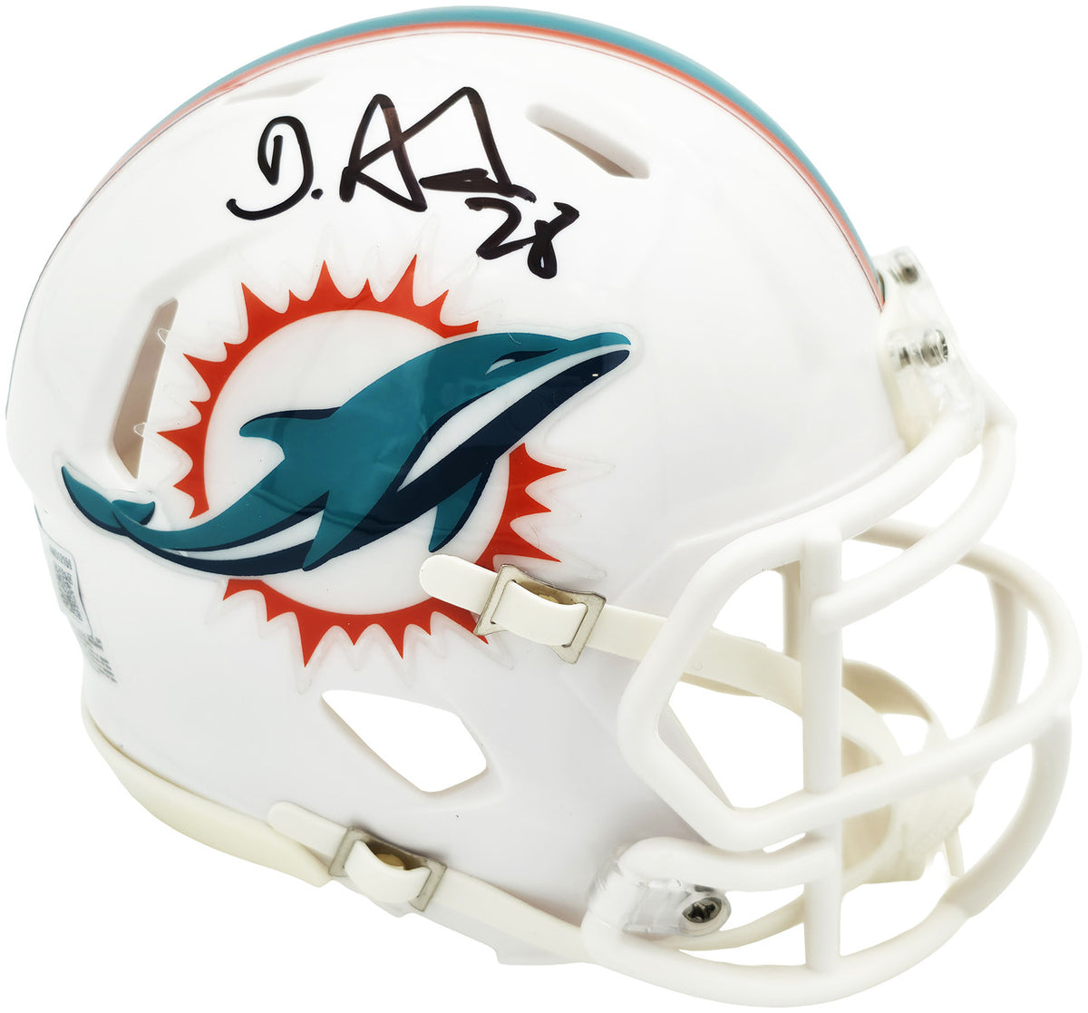 De'Von Achane Autographed Miami Dolphins White Speed Mini Helmet Beckett BAS Witness Stock #262075