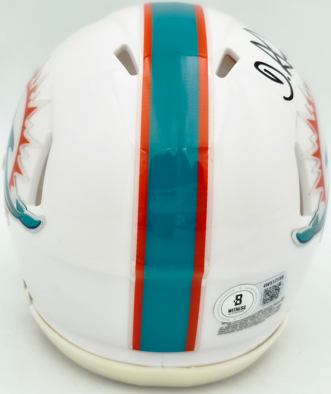 De'Von Achane Autographed Miami Dolphins White Speed Mini Helmet Beckett BAS Witness Stock #262075