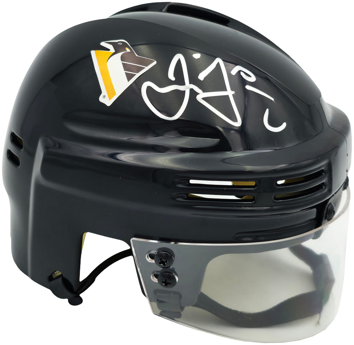 Jaromir Jagr Autographed Pittsburgh Penguins Black Mini Helmet JSA Witness Stock #262095