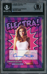 Carmen Electra Autographed Trading Card Pink Model Beckett BAS Stock #262089