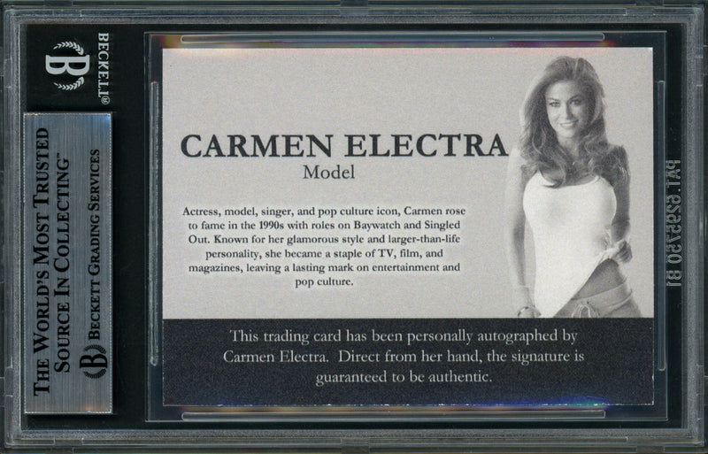Carmen Electra Autographed Trading Card Pink Model Beckett BAS Stock #262089
