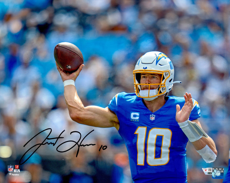 Justin Herbert Autographed 16x20 Photo Los Angeles Chargers Fanatics Holo Stock #262104