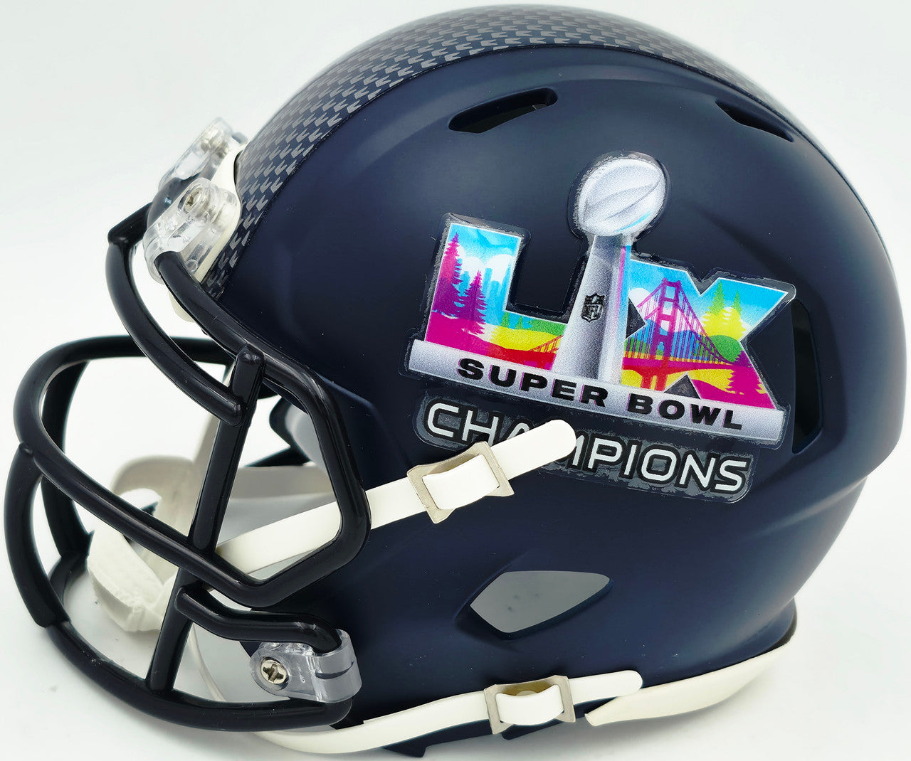 Grey Zabel Autographed Seattle Seahawks Blue Super Bowl LX Champions Logo Speed Mini Helmet MCS Holo Stock #263029