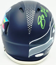 Grey Zabel Autographed Seattle Seahawks Blue Super Bowl LX Champions Logo Speed Mini Helmet MCS Holo Stock #263029