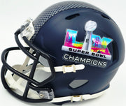 Abraham Abe Lucas Autographed Seattle Seahawks Blue Super Bowl LX Champions Logo Speed Mini Helmet MCS Holo Stock #263035