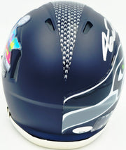 Abraham Abe Lucas Autographed Seattle Seahawks Blue Super Bowl LX Champions Logo Speed Mini Helmet MCS Holo Stock #263035