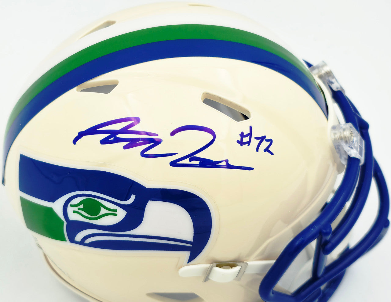 Abraham Abe Lucas Autographed Seattle Seahawks Cream Retro Speed Mini Helmet MCS Holo Stock #263039